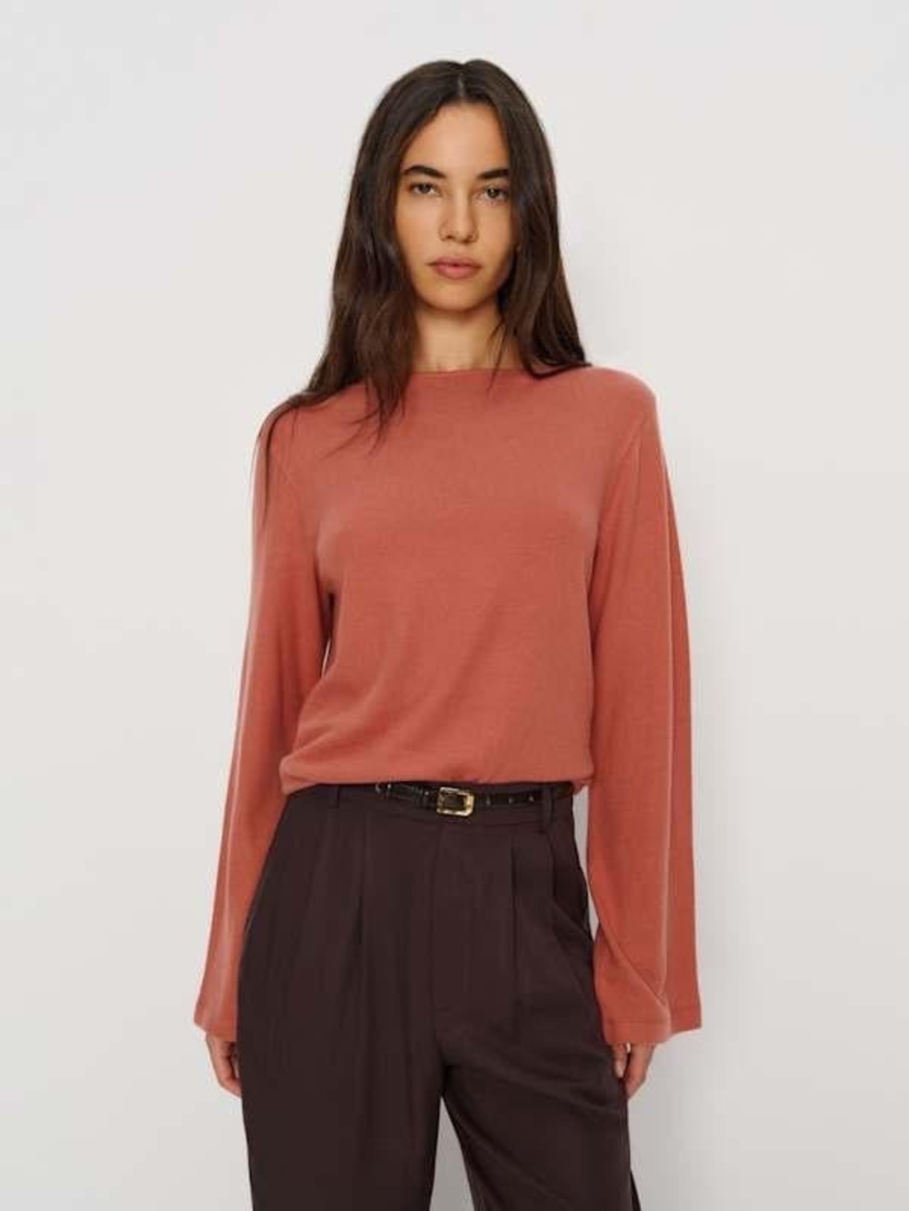 Reformation Long Sleeve eternity knit Top in Rosewood